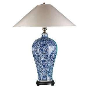  Hand Painted Vase Table Lamp. Linen Shade. A35 5L
