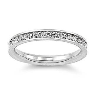 316L Stainless Steel Eternity CZ Wedding Band Ring 3mm Sz 3 10; Comes 
