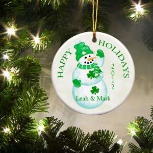  Baby Keepsake Lucky Snowman Personalized Irish Ornament 