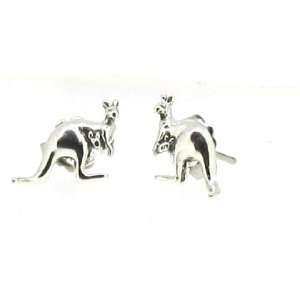    Sterling Silver Mini Kangaroo with Baby Earrings on Posts Jewelry