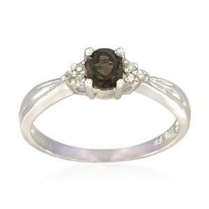  Sterling Silver Oval Shaped Smoky Quartz Ring, Size 8 