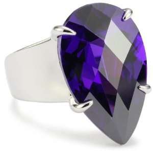 ELLE Jewelry Purple Blue Cubic Zirconia Pear Sterling Silver Ring 