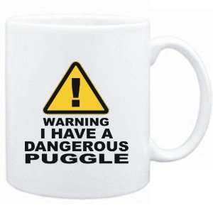  Mug White  WARNING  DANGEROUS Puggle  Dogs