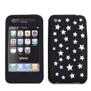 Apple iPhone 3G/3GS Deluxe Silicone Skin, White Stars on Black Jelly 