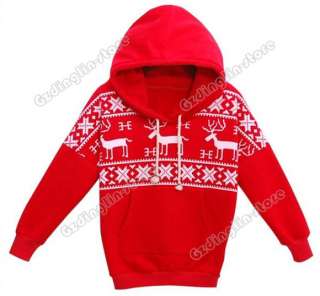   Christmas Snowflake Deer Hoodie Sweatshirt Coat Warm Top Fleeces #181