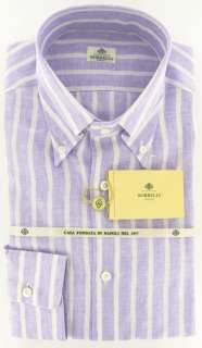 New $425 Borrelli Lavender Purple Shirt 17/43  