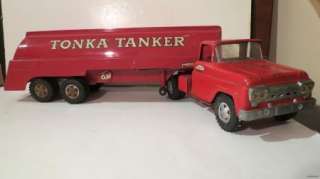 VINTAGE 1960s TONKA TANKER TRUCK SEMI W/ TRAILER HUGE 28  