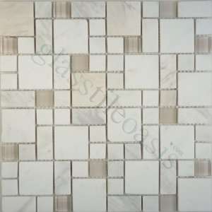   Brick and Square Glossy & Frosted Glass and Stone Tile   14241 Home