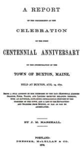 1874 Centennial History of Buxton Maine York County ME  