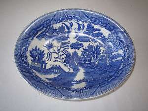 Flow blue & white vegetable serving bowl made Japan  