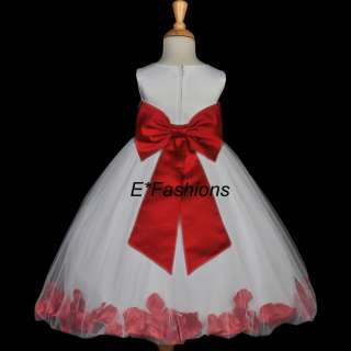 WHITE APPLE CHERRY RED FLOWER GIRL DRESS MED 2 4 6 8 10  
