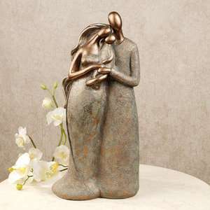 Abstract Family 3 Statue Mom Dad Baby Table Sculpture  