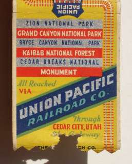 1930s Matchbook Union Pacific Railroad Cedar City UT MB  