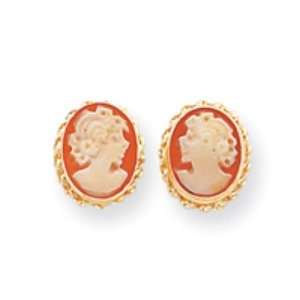  14k Gold Cameo Post Earrings Jewelry