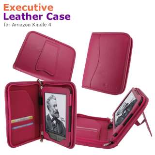   Executive Leather Case Cover for  Kindle 4 Latest Model Magenta