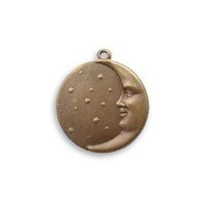   Natural Brass Round Moon Face Charm 18mm (1) Arts, Crafts & Sewing