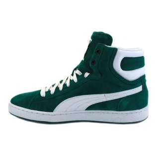 Puma First Round Ex 181980 24 Mens Laced Suede Hi Top Trainers Green 
