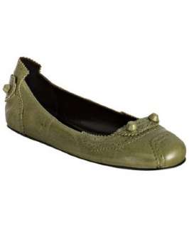 Balenciaga olive leather Arena flats  