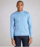 Brunello Cucinelli blue cotton ribbed crewneck sweater style 