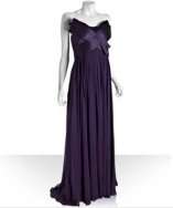 Notte by Marchesa violet silk chiffon strapless sculpted bodice 