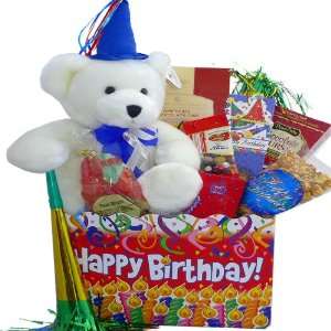 Happy Birthday Wishpets Teddy Bear Gourmet Food Gift Basket  