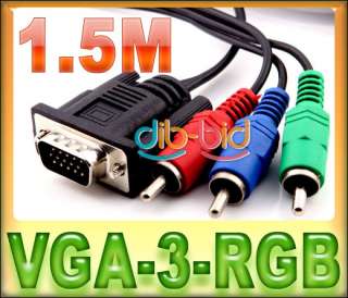 5FT VGA/HD15 to RGB 3 RCA COMPONENT TV/HDTV CABLE 1.5M  