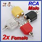 4x RCA Y Splitter AV Audio Video Plug Converter 1 Male to 2 Female 