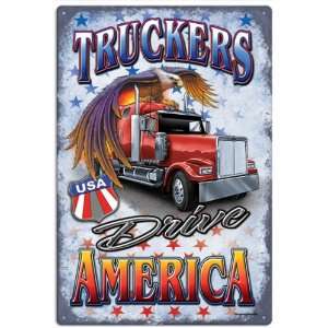  Truckers Drive America Eagle Vintage Metal Sign