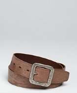 John Varvatos brown marbled leather antiqued buckle belt style 