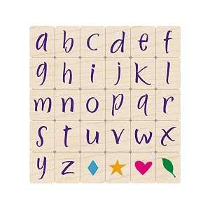  Brushstroke Lowercase Alphabet Letters Wood Mounted Rubber 
