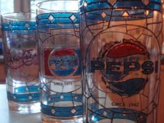 PEPSI COLA 75th ANNIVERSARY 6 GLASSES & SHAKER TIFFANY  