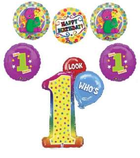 FIRST BIRTHDAY BARNEY birthday party supplies BALLOONS  