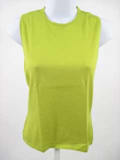 CELINE Chartreuse Silk Sleeveless Knit Top Sweater Sz M  