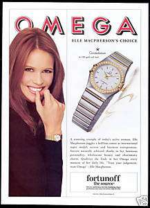 1996 Elle MacPherson Photo Omega Watch Constellation Ad  