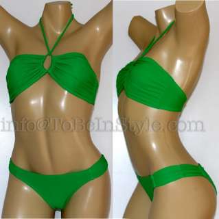 Large Green Bandeau Tube Halter Padded Bikini Set L  