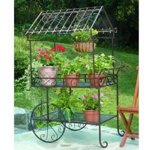  Wrought Iron Flower Cart Plant Stand Patio, Lawn & Garden