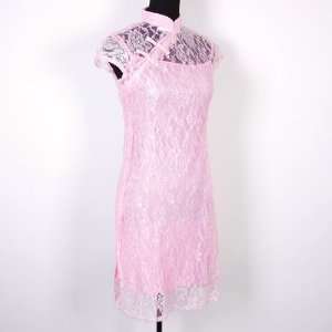  Chinese Cheongsam Mini Dress 2pcs Set Pink Available Sizes 