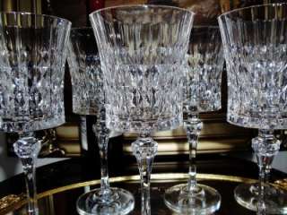 Signed New 6 Pc Sparkling Crystal Water Goblets Cristal Darques Lady 