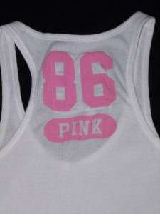 Victorias Secret PINK racer back ribbed tank top. Tank is white in 