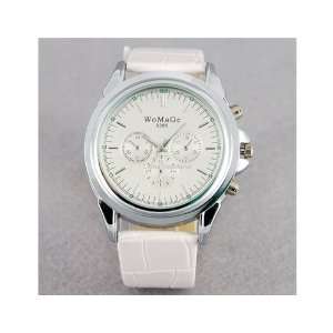 Second hand Leather Band Men Women Electronic Wrist Watch White