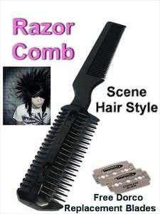 Salon Hair Razor Comb Cut Scissor Hairdressing Punk Emo  