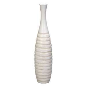   43824 White Grooves Tall Cold Cast Resin Vase 25 In.