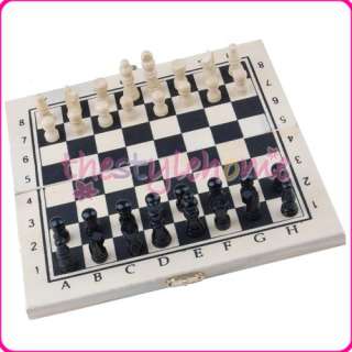 Wooden Ivory Black Folding Chessboard Travel Chess Set  