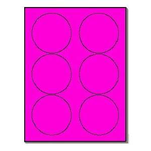 120 Label Outfitters® 3 1/3 Neon Pink Color Round Laser Only Labels 