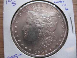1886 S, Morgan Silver Dollar, VAM 1 A, Lines in 6 ps2  