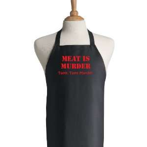  Meat Is Murder Funny Black BBQ Apron For Grilling