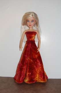 Doll Clothes handmade Barbie or LIV Rust long dress  