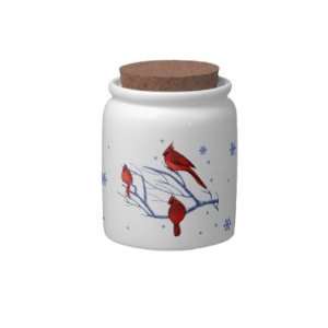 Red Cardinals. Christmas Gift Candy Jar