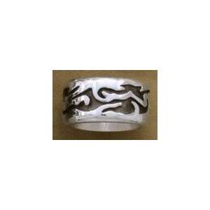    Sterling Silver Band Ring, 12mm with Flame Design in Band Jewelry