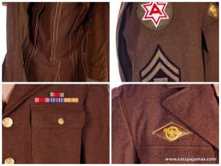Mens WW2 Army Police/Medic Uniforms Shirt,Hat,Mess Kit Bag,Bars 